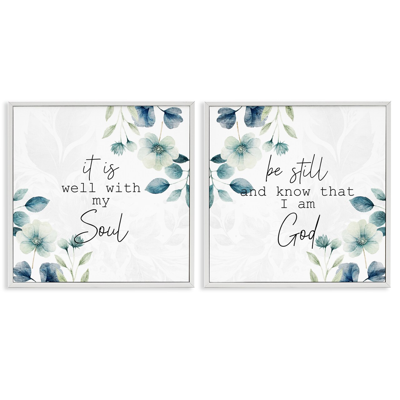 Stupell Industries Spiritual Proverbs with Flowers 2pc Framed Giclee Set By Kim Allen